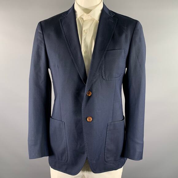 Luciano Barbera Other - LUCIANO BARBERA Chest Size 44 Navy Basketweave Wool  Sport Coat